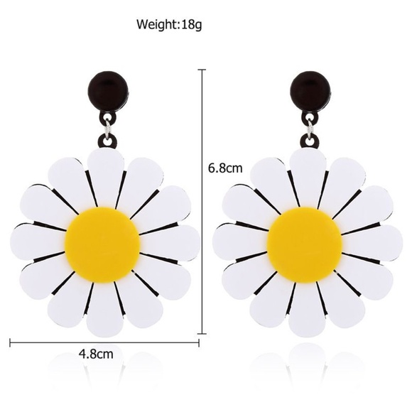 **AJA* Yellow x White Flower Fashion Earrings - Picture 5 of 5
